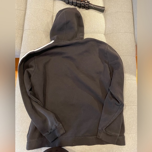 Adidas Black Hoodie with White Stripes size L - Picture 4 of 6